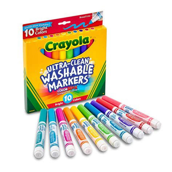 MACPHERSON'S Broad Washable Markers, 10-Color Bright Shades 