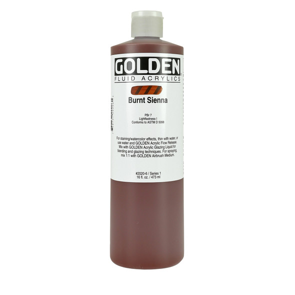 Golden Fluid Acrylic, 16oz., Burnt Sienna