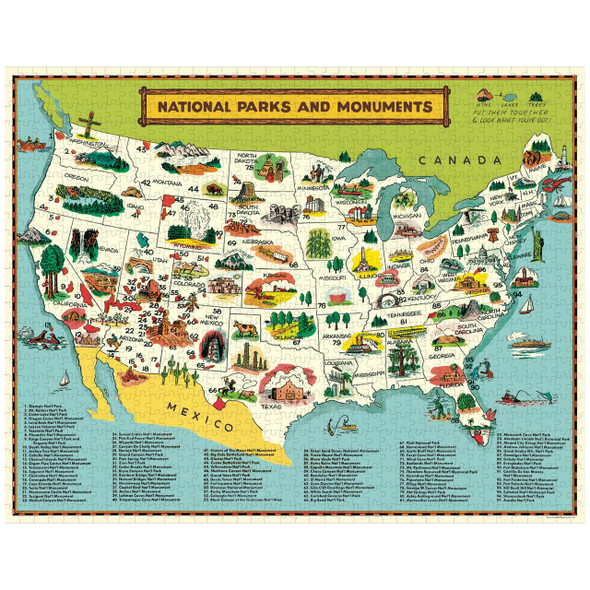 CAVALLINI PAPERS & CO., INC. Vintage Inspired 1000 Piece Puzzle, National Parks 