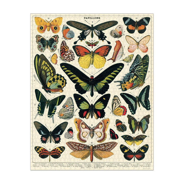 CAVALLINI PAPERS & CO., INC. Vintage Inspired 1000 Piece Puzzle, Butterflies