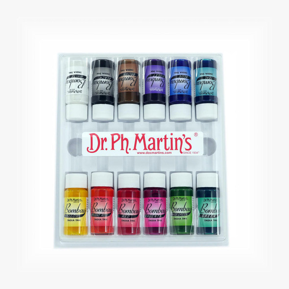 Dr. Ph. Martin's Bombay India Ink Set #1 .5oz Bottles - 12 Color