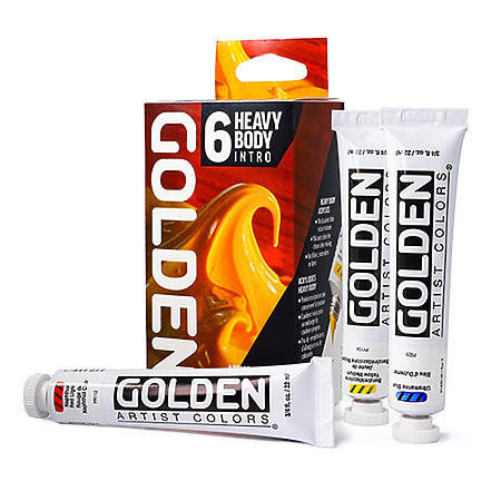 Golden Artist Colors Heavy Body Mixing Set - 12x22mL + 2oz Gloss Glazing Liquid