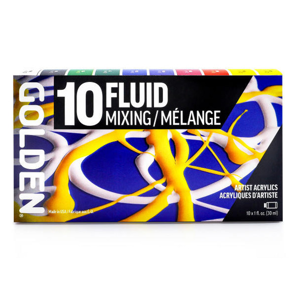 Golden Artist Colors Golden Fluid Acrylic Set, 10-Color Fluid Mixing Set 