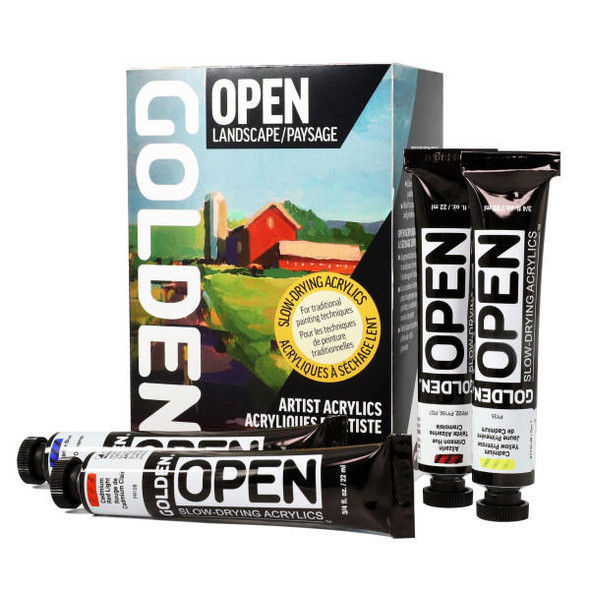Golden Artist Colors Golden OPEN Slow-Drying Acrylic Landscape Set & Thinner