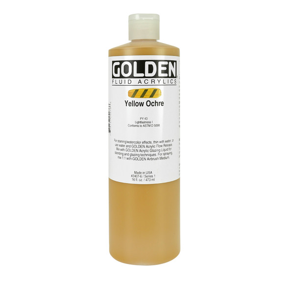Golden Fluid Acrylic, 16oz., Yellow Ochre