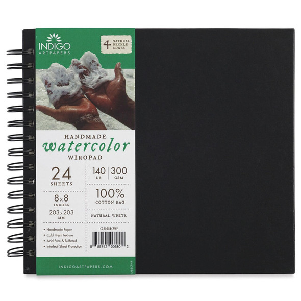 Chartpak, Inc. Indigo Handmade Watercolor Wiro Pad, 8"x 8", 24 Sheets 