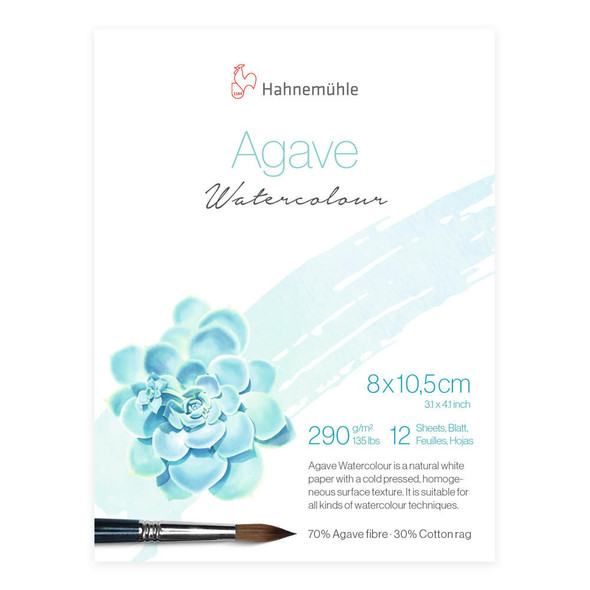 Hahnemuhle Agave Watercolour 290 gsm, 12 sheet Mini Pad - 3.15x4.13