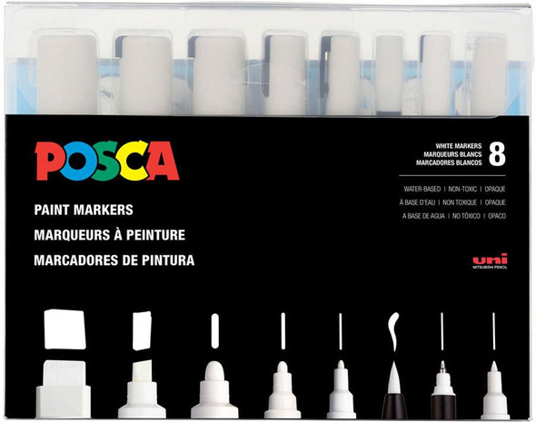 MACPHERSON'S POSCA 8-Piece Paint Marker Set, White 