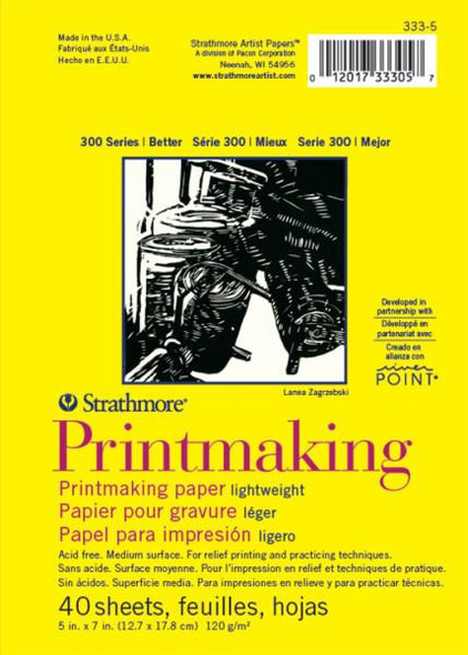 Strathmore Artist Papers, 300 Series Printmaking Pad, Lightweight Surface, 5" x 7"