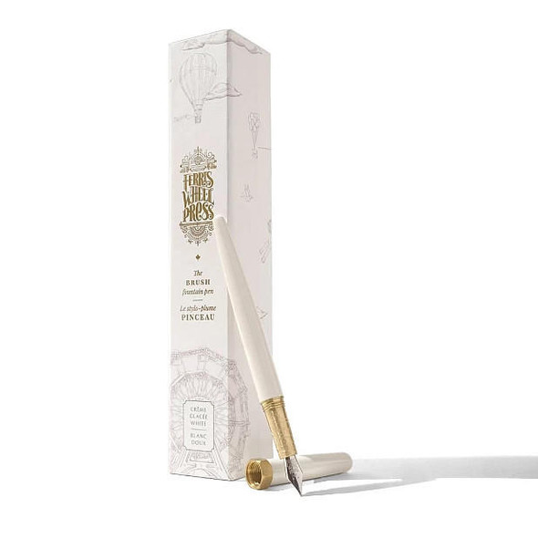  Ferris Wheel Press "Creme Glace White Satin Series" Brush Fountain Pen - Medium Nib 