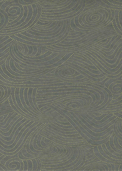 Japanese Paper Place Decorative Paper, Chiyogami Gray with Gold Swirl - 24x36 