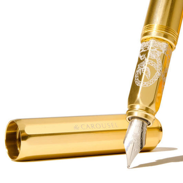  Ferris Wheel Press "Plaited Gold Tress" Limited Edition Aluminum Carousel Fountain Pen, Fine Nib 