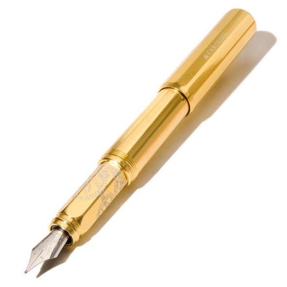  Ferris Wheel Press "Plaited Gold Tress" Limited Edition Aluminum Carousel Fountain Pen, Medium Nib 