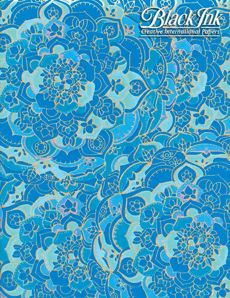 Graphic Products Corporation Decorative Paper - Screenprinted Mandalas Blue/Gold - 22x30 