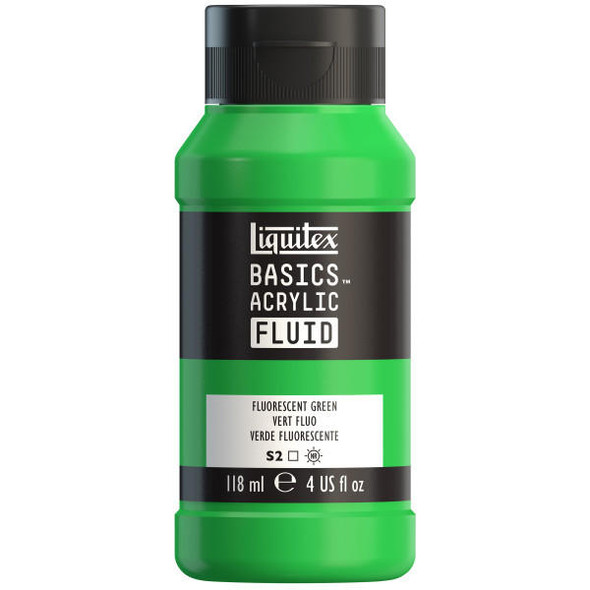  Liquitex - Basics Acrylic Fluid - 118ml Bottle - Fluorescent Green 