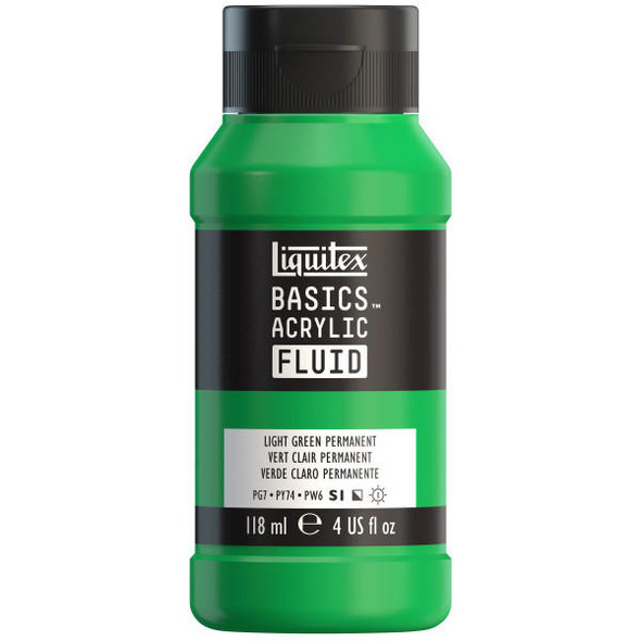  Liquitex - Basics Acrylic Fluid - 118ml Bottle -  Light Green Permanent 