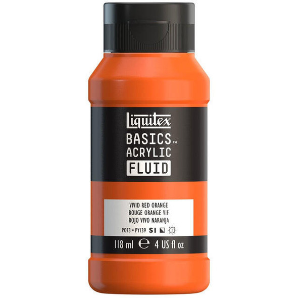  Liquitex - Basics Acrylic Fluid - 118ml Bottle -  Vivid Red Orange 