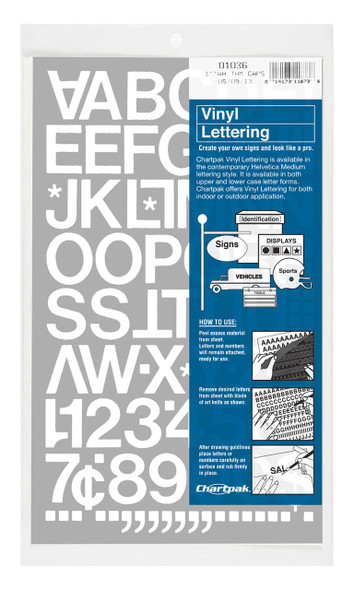  Chartpak 1" White Vinyl Capital Letters & Numbers 