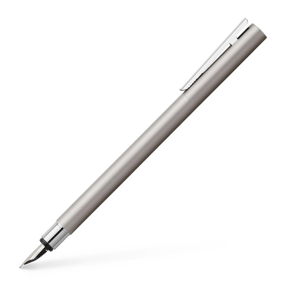  Faber-Castell, NEO Slim Fountain Pen, Matte Stainless Steel, Fine Nib 
