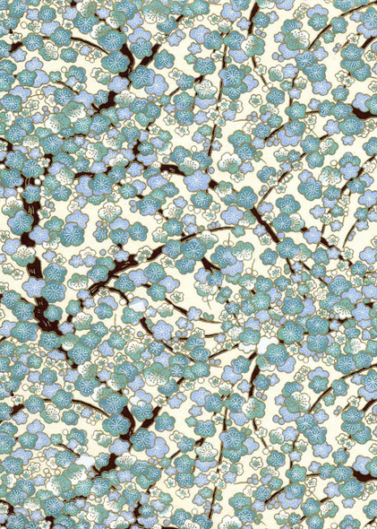 Japanese Paper Place Decorative Paper, Chiyogami Pale Blue Sakura - 24x36 