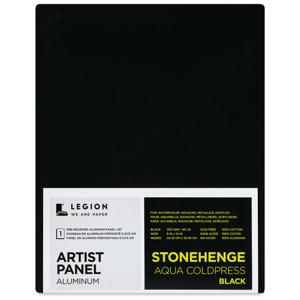 Legion Paper Corp Stonehenge Aqua Coldpress Black Aluminum Artist Panel, 5"x7" 