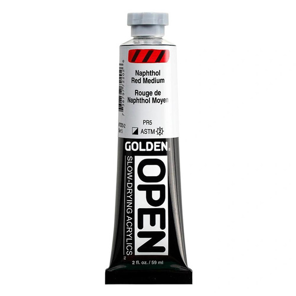 GOLDEN OPEN Slow-Drying Acrylic Paint, Napthol Red Medium, 2oz