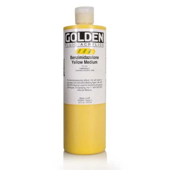 Golden Artists Colors Golden Fluid Acrylic.16oz., Benzimidazolone Yellow Medium