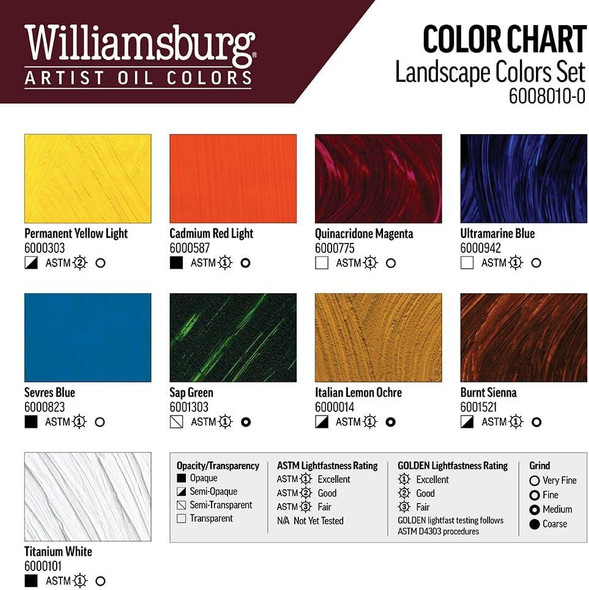 Williamsburg Handmade Oil Colors Williamsburg Handmade Oils Color Landscape Colors Set, 11-Colors