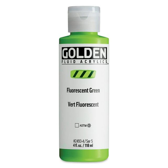 Golden Artists Colors Golden Fluid Acrylic, 4oz, Fluorescent Green