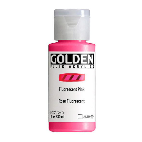 Golden Artists Colors Golden Fluid Acrylic, 1oz, Fluorescent Pink