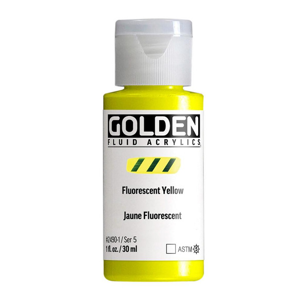 Golden Artists Colors Golden Fluid Acrylic, 1oz, Fluorescent Yellow