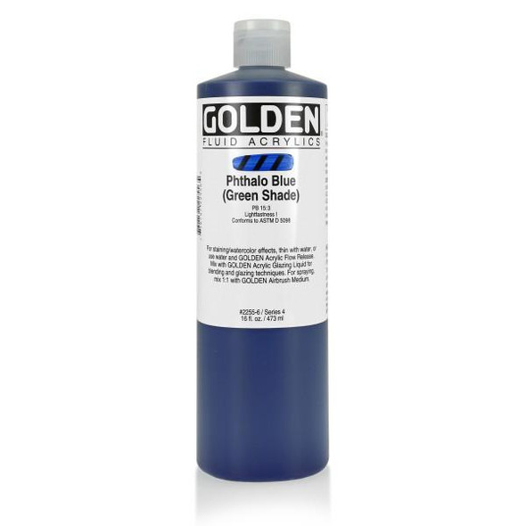Golden Artists Colors Golden Fluid Acrylic, 16oz, Phthalo Blue Green Shade