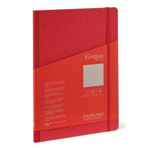 Fabriano Ecoqua Plus Fabric-Bound Notebooks, 8.3" x 11.7" - Blank, Red