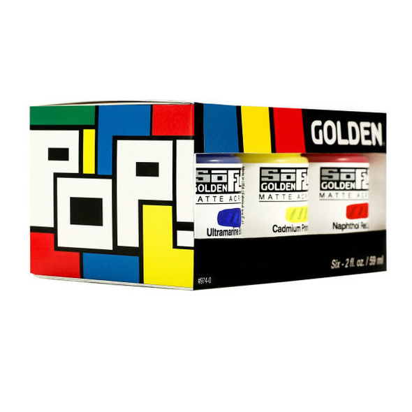 Golden Artist Colors Golden SoFlat Matte Acrylic Set, Pop, 6-Colors 