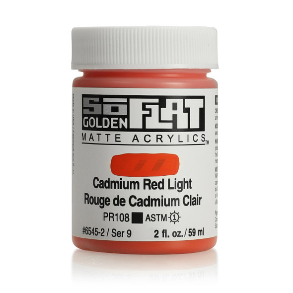 Golden SoFlat Matte Acrylic, Cadmium Red Light, 2oz Jar