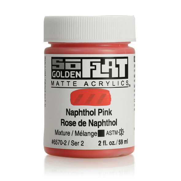 Golden SoFlat Matte Acrylic, Naphthol Pink, 2oz Jar