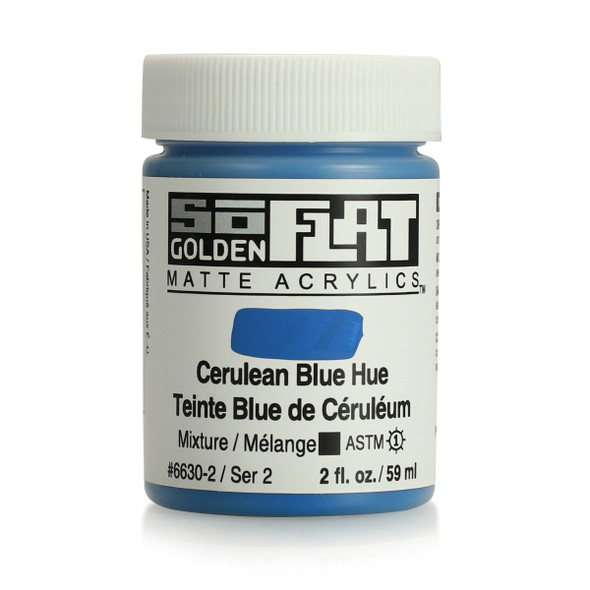 Golden SoFlat Matte Acrylic, Cerulean Blue Hue, 2oz Jar