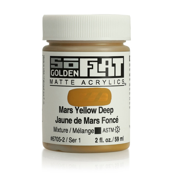 Golden SoFlat Matte Acrylic, Mars Yellow Deep, 2oz Jar