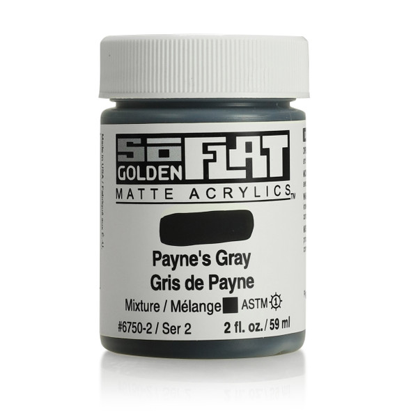 Golden SoFlat Matte Acrylic, Payne's Grey, 2oz Jar