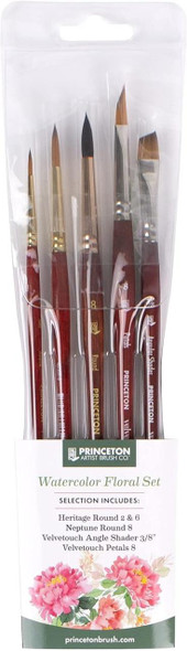 Princeton Artist Brush Company Princeton Brush Watercolor Floral Set, Professional Brush Set, 5pk 
