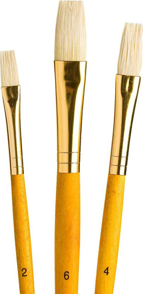 Princeton Artist Brush Company Princeton Brush RealValue Set, Short Handle Series 9100, #9104, Natural Bristle, 3pk 