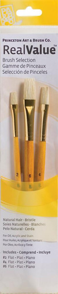 Princeton Artist Brush Company Princeton Brush RealValue Set, Short Handle Series 9100, #9104, Natural Bristle, 3pk 