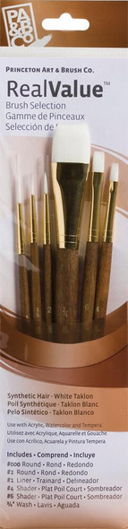 Princeton Artist Brush Company Princeton Brush RealValue Set, Short Handle Series 9100, #9140, Golden Taklon, 6pk 
