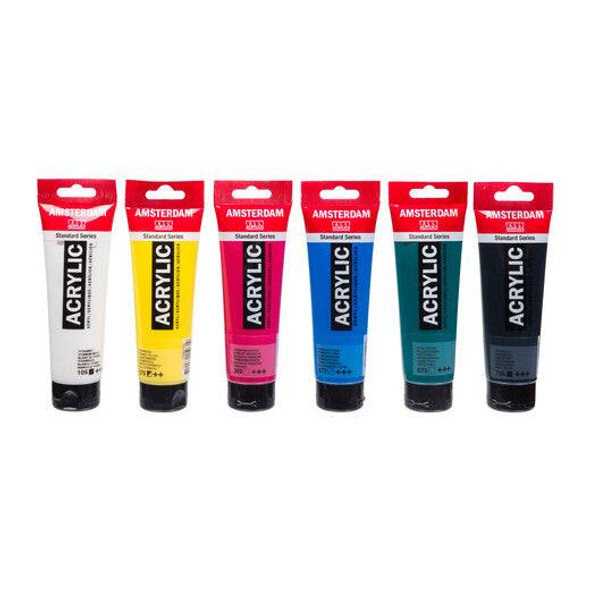 Royal Talens Amsterdam Standard Series Acrylic Paint Set, Classroom Set of 6 x 120mL 