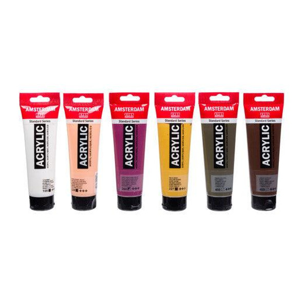 Royal Talens Amsterdam Standard Series Acrylic Paint Set, Portrait Colors, Set of 6 x 120mL 