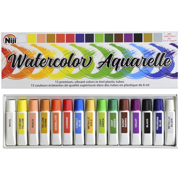 Yasutomo Niji Watercolor Aquarelle Watercolor Set, 15x6ml 