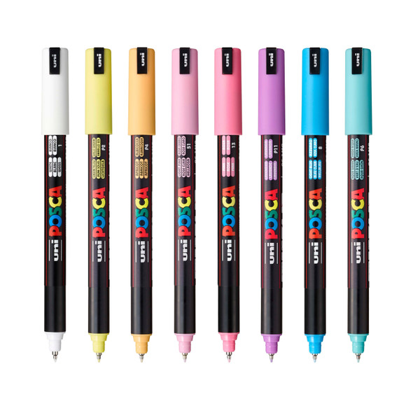 posca POSCA 8-Color Paint Pen Set, PC-1MR Soft Colors, Extra-Fine
