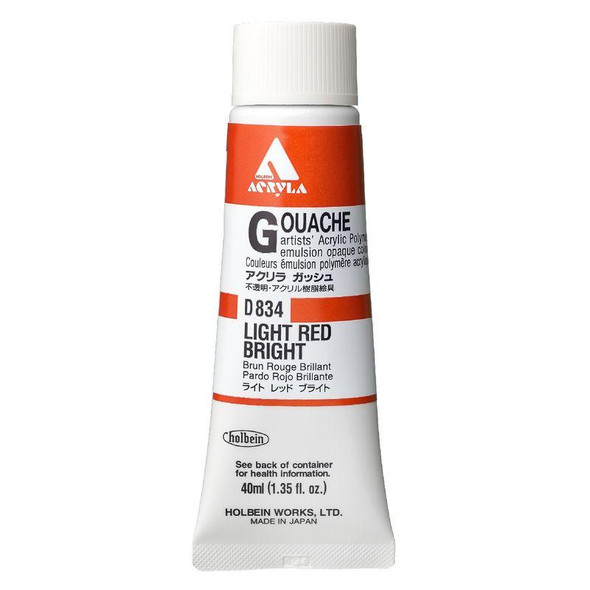 Holbein, Inc. Holbein Acrylic Gouache, 40ml Tube, Light Red Bright