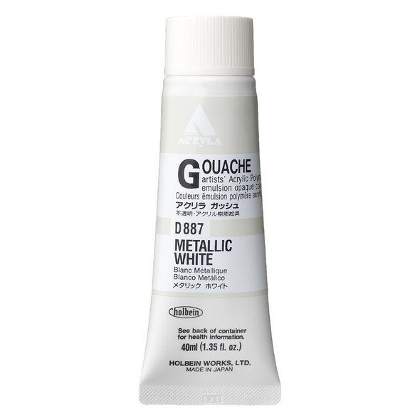 Holbein, Inc. Holbein Acrylic Gouache, 40ml Tube, Metallic White