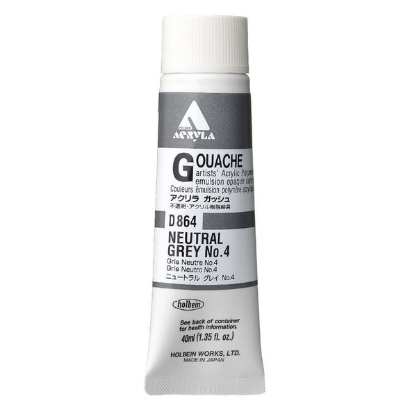 Holbein, Inc. Holbein Acrylic Gouache, 40ml Tube, Neutral Grey 4